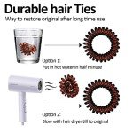 12-Pack Extra Long Spiral Hair Ties - Brown