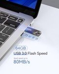 GARMESE 64GB USB 3.0 Flash Drive, Waterproof Metal USB Memory Stick, Slim Thumb Drive Portable Pen Drive with Keychain Hole Stylish Jump Drive for PC Computer Car - Gray