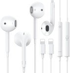Lightning Headphones, 2 Packs-for iPhone Earbuds Wired Earphones Nosie Reduction Built-in Microphone & Volume Control Headsets Compatible with iPhone 14/13/12/11/XR/XS/X/8/7/SE/Pro/Pro Max - White