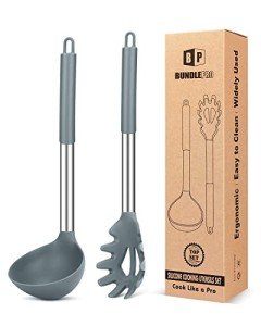 Silicone Pasta Fork and Ladle Set - Gray