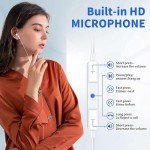 USB C Headphones for iPhone 15, 2-Pack Type C USB C Earbuds Wired with Mic & Volume Control HiFi Stereo Earphones Compatible with iPhone 15/15 Pro/15 Pro Max, iPad Pro, Most USB C Jack Device,White