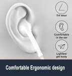 Lightning Headphones, 2 Packs-for iPhone Earbuds Wired Earphones Nosie Reduction Built-in Microphone & Volume Control Headsets Compatible with iPhone 14/13/12/11/XR/XS/X/8/7/SE/Pro/Pro Max - White