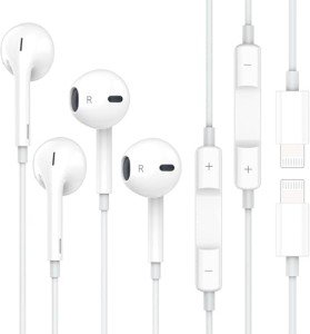 Apple Earbuds, [MFi Certified] 2Pack iPhone Wired Earphones (Built-in Microphone & Volume Control) Noise Canceling Isolating Headphones for iPhone 14/13/12/11/SE/X/XR/XS/8/7