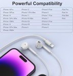 Lightning Headphones, 2 Packs-for iPhone Earbuds Wired Earphones Nosie Reduction Built-in Microphone & Volume Control Headsets Compatible with iPhone 14/13/12/11/XR/XS/X/8/7/SE/Pro/Pro Max - White