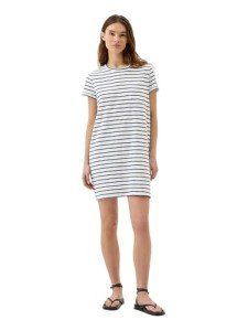 Navy White Stripe Pocket T-Shirt Dress for Women