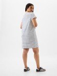 Navy White Stripe Pocket T-Shirt Dress for Women