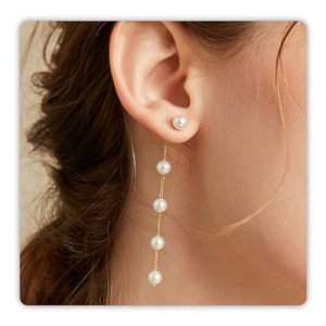 Chic 14k Gold Pearl Drop Earrings for Women