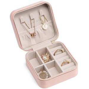 Small Pink Travel Jewelry Organizer Box for Women