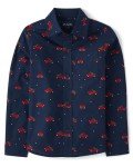 Boys' Christmas Truck Print Button Down Shirt