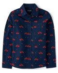 Boys' Christmas Truck Print Button Down Shirt