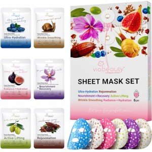 6 Pack Collagen Face Masks with Snail Mucin