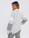 Stylish Striped V-Neck Oversized Sweatshirt for Fall