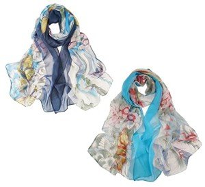 Floral Print Lightweight Scarves - 2 Pack