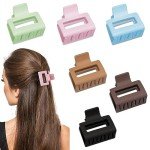 6 Pack Medium Rectangle Claw Clips for Hair