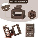 6 Pack Medium Rectangle Claw Clips for Hair