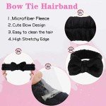 Fluffy Bow Tie Makeup Headband and Wristbands Set