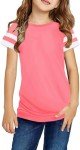 Girls' Striped Color Block Tunic Top - Pink