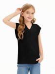 Girls' Oversized V-Neck Knit Tank Top