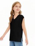 Girls' Oversized V-Neck Knit Tank Top