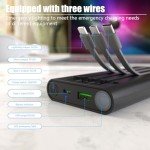 ELEFULL Power Bank 10,000 mAh, Built-in Cable, USB C Battery Pack Portable Charger with LED Flashlight, Small but Powerful External Phone Battery for iPhone, Samsung, Tablet, Camera, etc