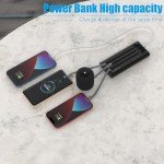 ELEFULL Power Bank 10,000 mAh, Built-in Cable, USB C Battery Pack Portable Charger with LED Flashlight, Small but Powerful External Phone Battery for iPhone, Samsung, Tablet, Camera, etc