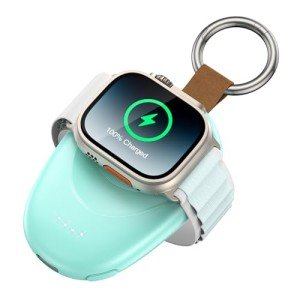 GagaKing Portable Charger for Apple Watch, 1400mAh Keychain Wireless iWatch Power Bank, Battery Pack for Apple Watch Series 10 9 8 7 6 5 4 3 2 1 SE Ultra 2 Fast Charging Travel Car Chargers (Blue)