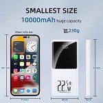 Portable Charger 10000mAh, Power Bank 22.5W Fast Charge, Slim Battery Backup with USB C in/Out, LCD Display External Battery Pack Compatible with iPhone 16 15 14 13 12, Samsung, Google, Android etc