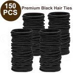 150 Count Black Hair Ties for Thick Hair