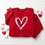 Heart Print Long Sleeve Valentines Sweatshirt for Women