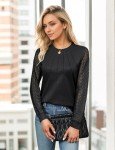 Waffle Knit Long Sleeve Blouse for Women