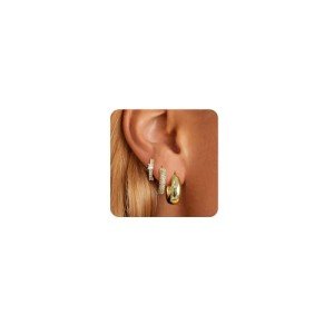 Gold Plated Hoop Earrings Set for Women