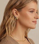 Gold Plated Hoop Earrings Set for Women