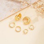 Gold Plated Hoop Earrings Set for Women