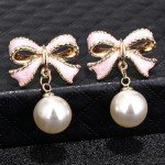 Pearl Drop Bow Earrings for Women Under $10