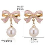 Pearl Drop Bow Earrings for Women Under $10