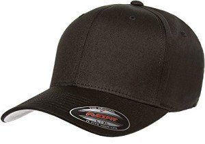 Black Cotton Twill Fitted Cap, Small/Medium