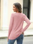 Women’s V-Neck Long Sleeve Casual Top - Pink