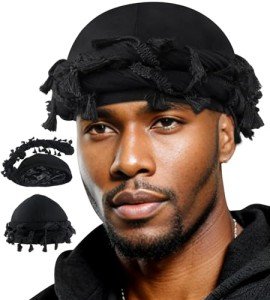 Satin Lined Halo Turban Head Wrap - Black