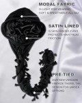 Satin Lined Halo Turban Head Wrap - Black