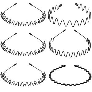 6-Pack Unisex Metal Headbands - Black Hair Hoops