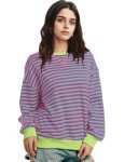 Striped Oversized Sweatshirt for Women - Pink
