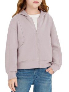 Girls' Zip-Up Hoodie - Lightweight Purple Jacket