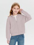 Girls' Zip-Up Hoodie - Lightweight Purple Jacket