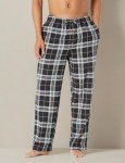 Men's Flannel Pajama Pants in Black Yellow Plaid