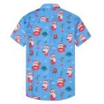 Men's Funky Blue Tropical Hawaiian Button-Down Shirt