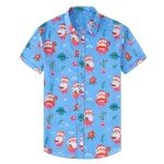 Men's Funky Blue Tropical Hawaiian Button-Down Shirt