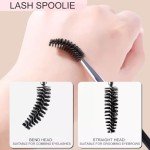 Double-Ended Eyebrow Brush with Spoolie - Black