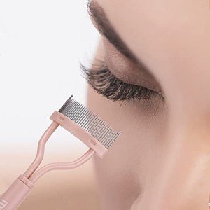 Eyelash Separator Comb with Cover - Naked Pink