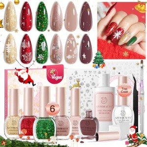 Christmas Nail Polish Set - 6 Glitter Colors