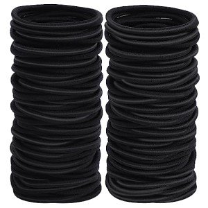 100PCS Black Elastic Hair Ties for Women